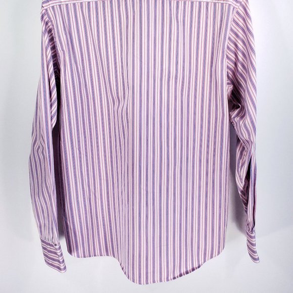 Bugatchi Uomo Shirt Men's Large Multicolor Stripes Flip Cuff Button Front - Picture 5 of 10